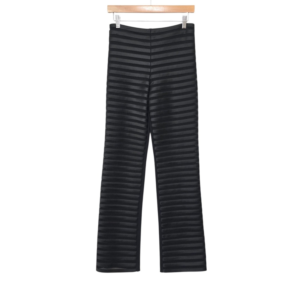 Joseph‎ Ribkoff Womens Black Mesh Striped Overlay Straight Leg Pants Size 8
